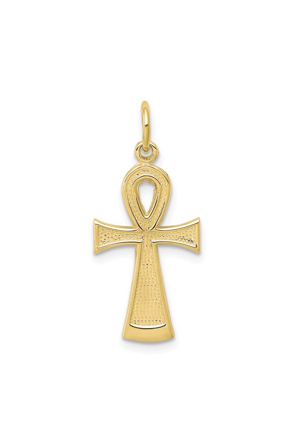 10k Solid Flat-Backed Ankh/Egyptian Cross Pendant in 10k Yellow Gold