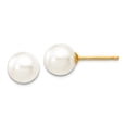 thumbnail image 1 of 10k Solid Gold 6-7mm White Round Freshwater Cultured Pearl Stud Post Earrings Stud Earring for Women, 1 of 2