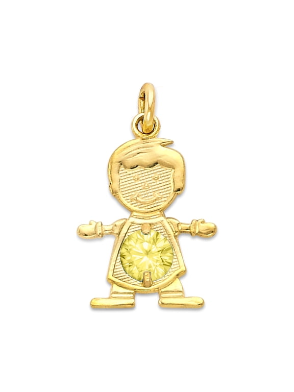 10k Solid Gold Baby Boy Charm with Birthstone for Bracelet, November Birth Stone Jewelry for Her, Gift for Mom