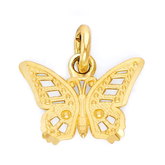 10k Solid Gold Butterfly Charm for Bracelet, Dainty Good Luck Jewelry for Her