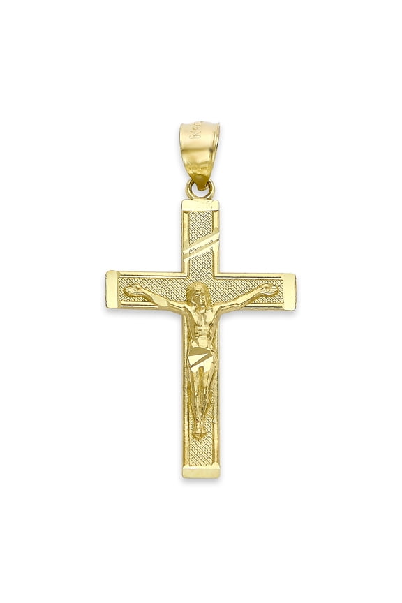 10k Solid Gold Crucifix Pendant: Unisex Religious Necklace