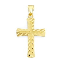 10k Solid Gold Dainty Diamond Cut Cross Pendant for Necklace, Christian Jewelry, Christening Gift for Her