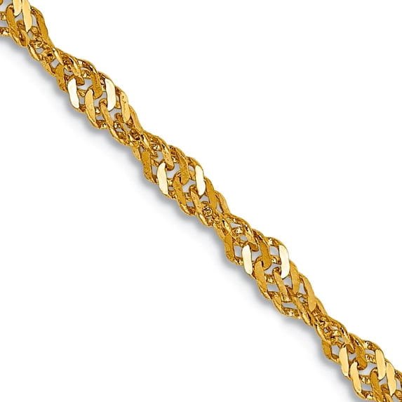 10k Solid Yellow Gold Polished Lobster Claw Closure 2mm Singapore Chain Necklace 16 Inch Chain Necklace for Women and Me