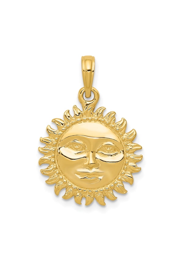 10k Solid Polished Reversible Sun Pendant