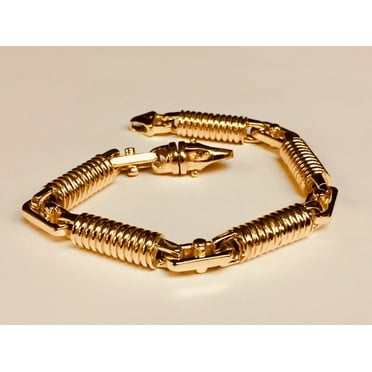 Solid Gold Handmade 8mm Spiral Tube Link Bracelet, 10