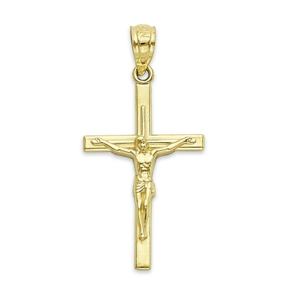 10k Solid Two Tone Gold Crucifix Pendant for Necklace, Dainty Catholic Jewelry Gifts for Women