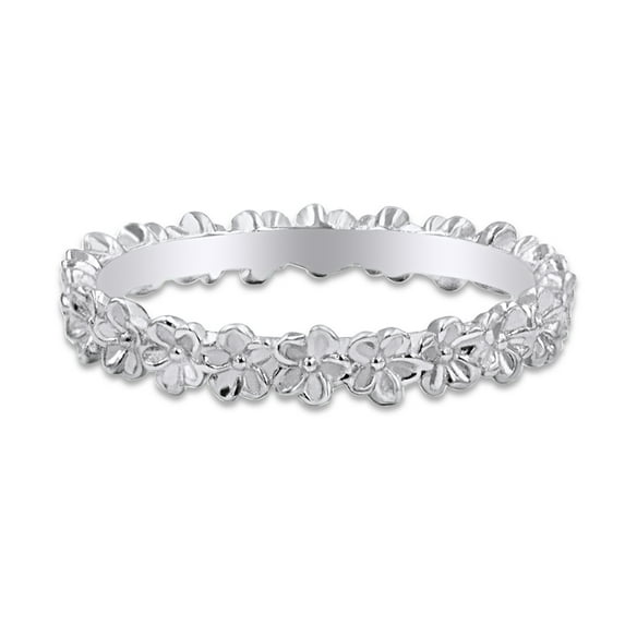 10k Solid White GoldPlumeria Flower Design Wedding Band Promise Ring Jewelry For Her Women Ring Size-10