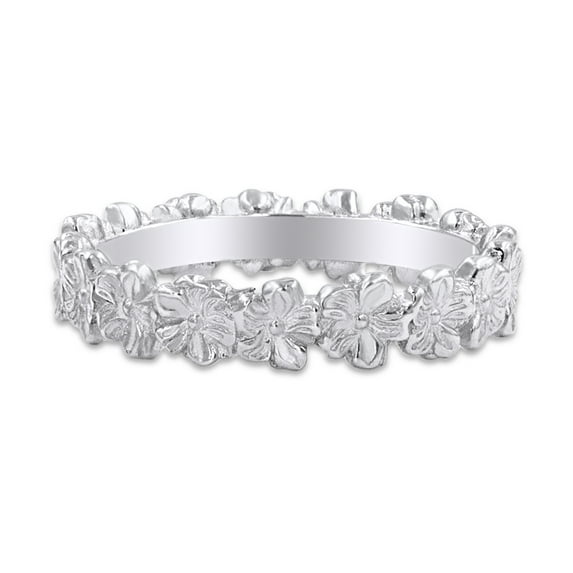 10k Solid White GoldViolet Flower Design Wedding Band Promise Ring Jewelry For Her Women Ring Size-4