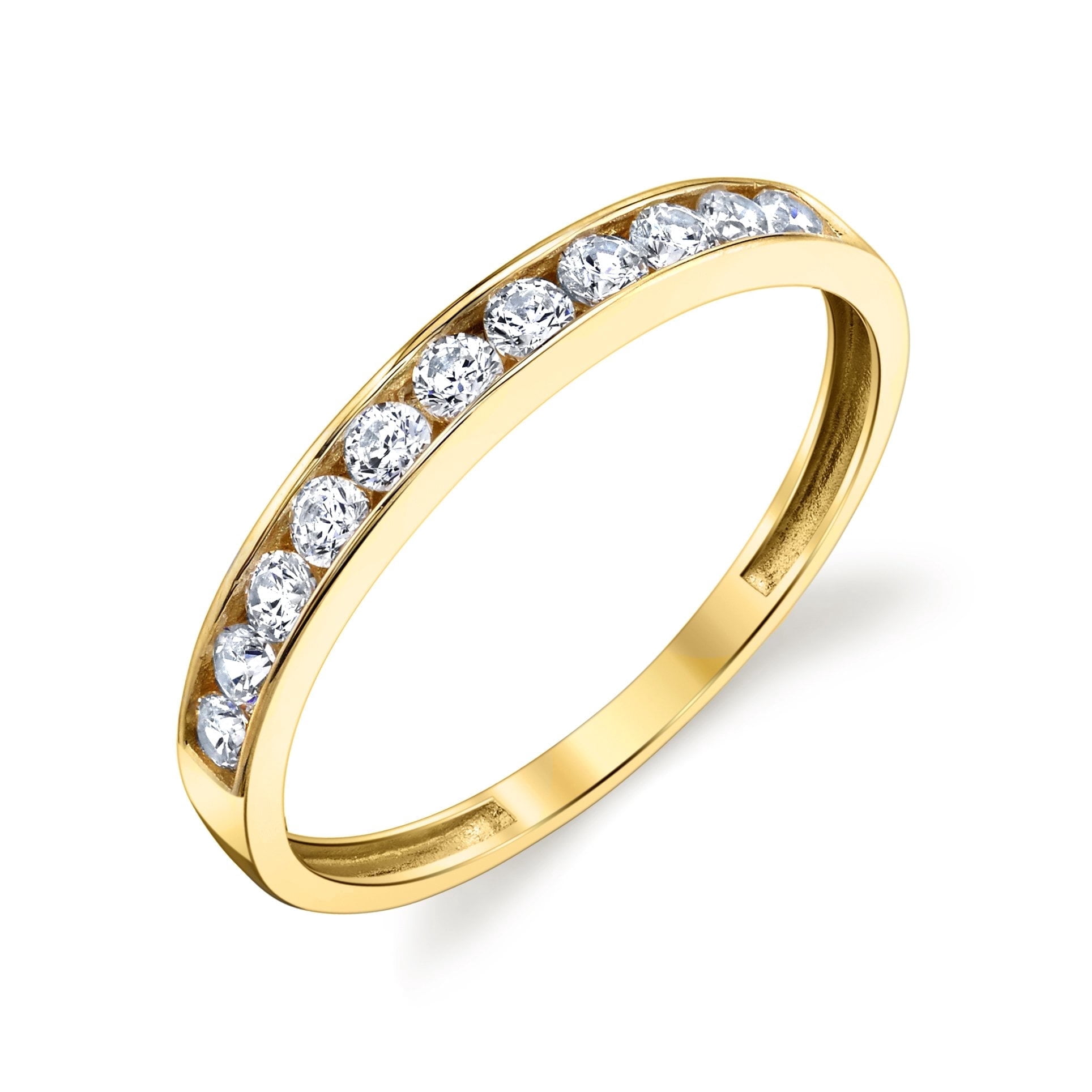 10k Solid White or Yellow Gold Channel Wedding Band Ring