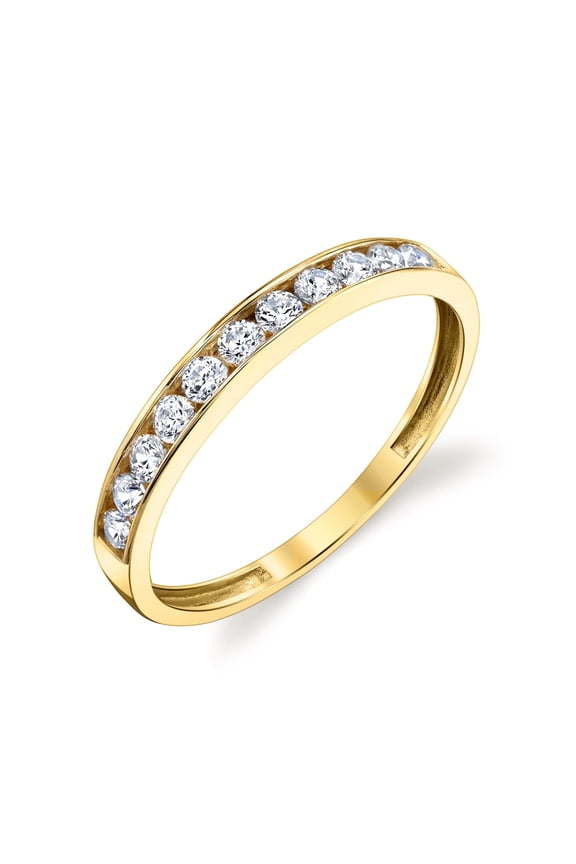 10k Solid White or Yellow Gold Channel Wedding Band Ring