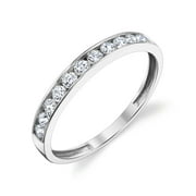 TESORI & CO 10k Solid White or Yellow Gold Channel Wedding Band Ring
