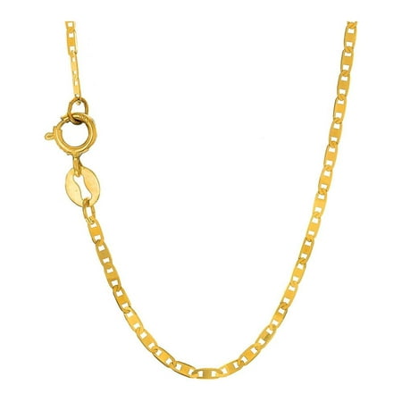 10k Solid Yellow Gold 1.2 mm Mariner Link Delicate Chain Bracelet, 7"