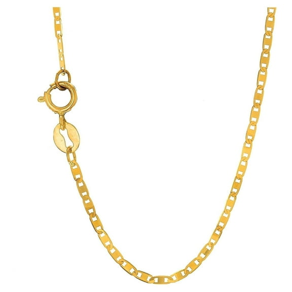 JewelStop 10k Solid Yellow Gold 1.2mm Mariner Chain Necklace, Spring Ring Clasp
