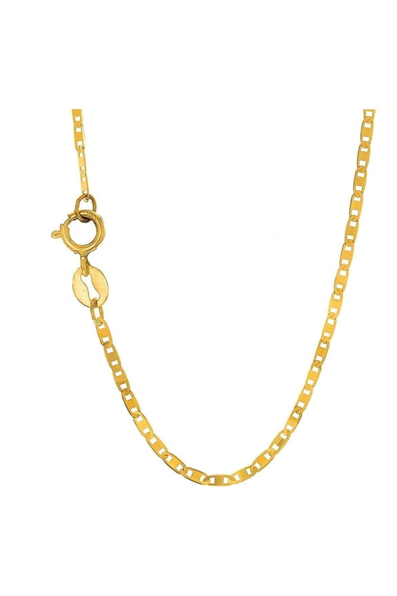 JewelStop 10k Solid Yellow Gold 1.2mm Mariner Chain Necklace, Spring Ring Clasp