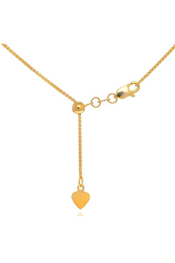 JewelStop 10k Solid Yellow Gold 1 mm Adjustable Wheat Chain 22" w/Lobster Claw Clasp