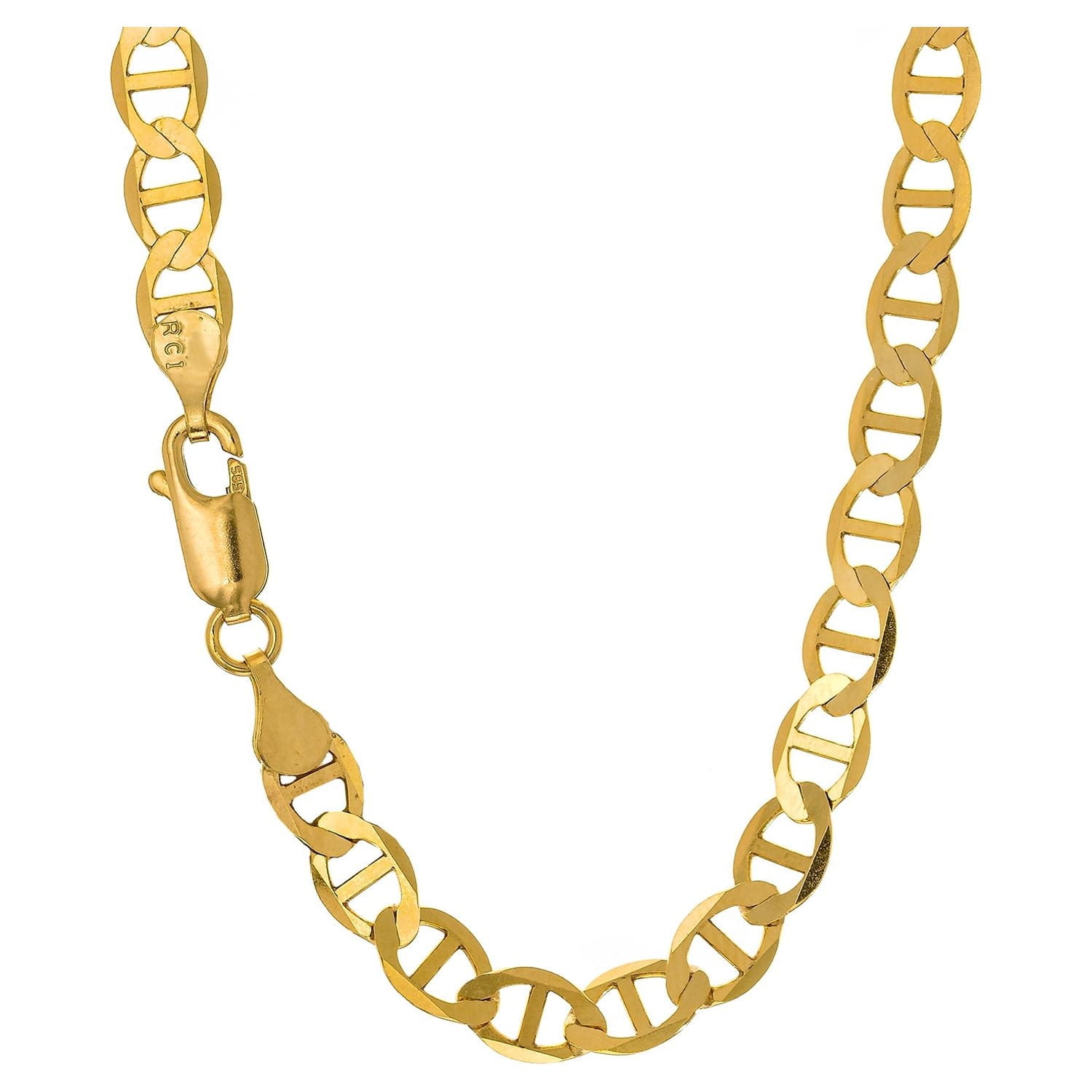 JewelStop 10k Real Solid Yellow Gold 5.5mm Mariner Chain Necklace  16 18 20 24  (图1)