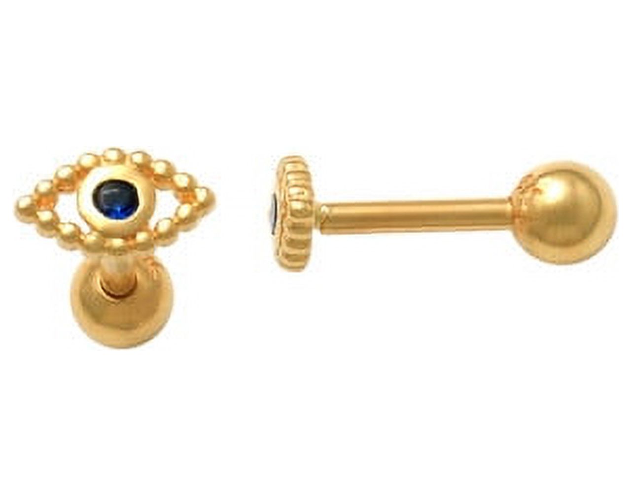 10k Solid Yellow Gold Cartilage Earring in an Evil Eye Design - image 1 of 1