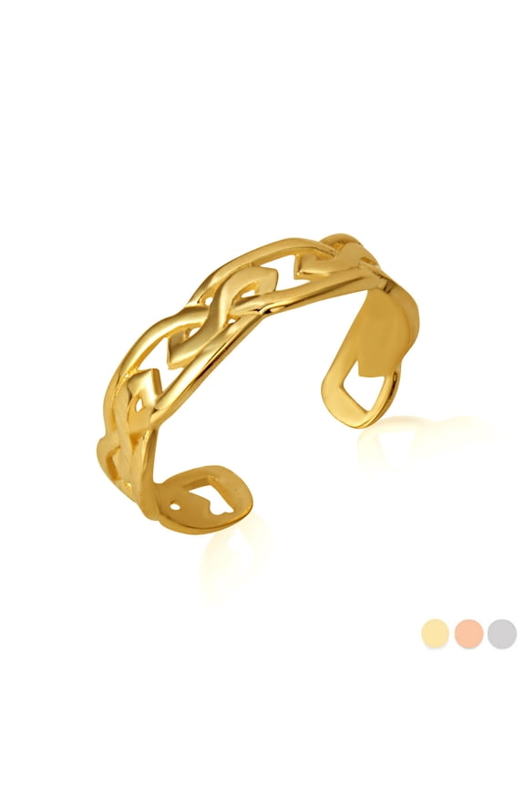 10k Solid Yellow Gold Celtic Trinity Toe Ring