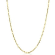 FREMADA KoolJewelry 10k Solid Yellow Gold Figaro Link Chain Necklace (2.3 mm, 18 inch)