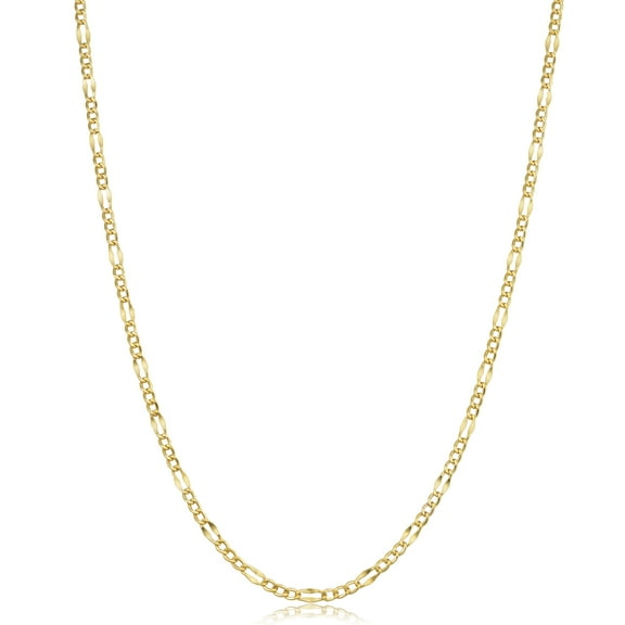 KoolJewelry 10k Solid Yellow Gold Figaro Link Chain Necklace (2.3 mm, 18 inch)
