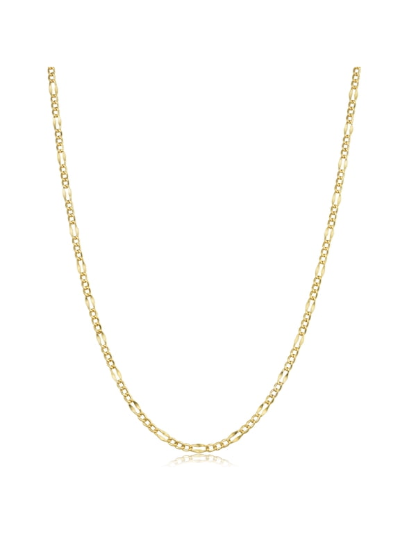 KoolJewelry 10k Solid Yellow Gold Figaro Link Chain Necklace (2.3 mm, 18 inch)