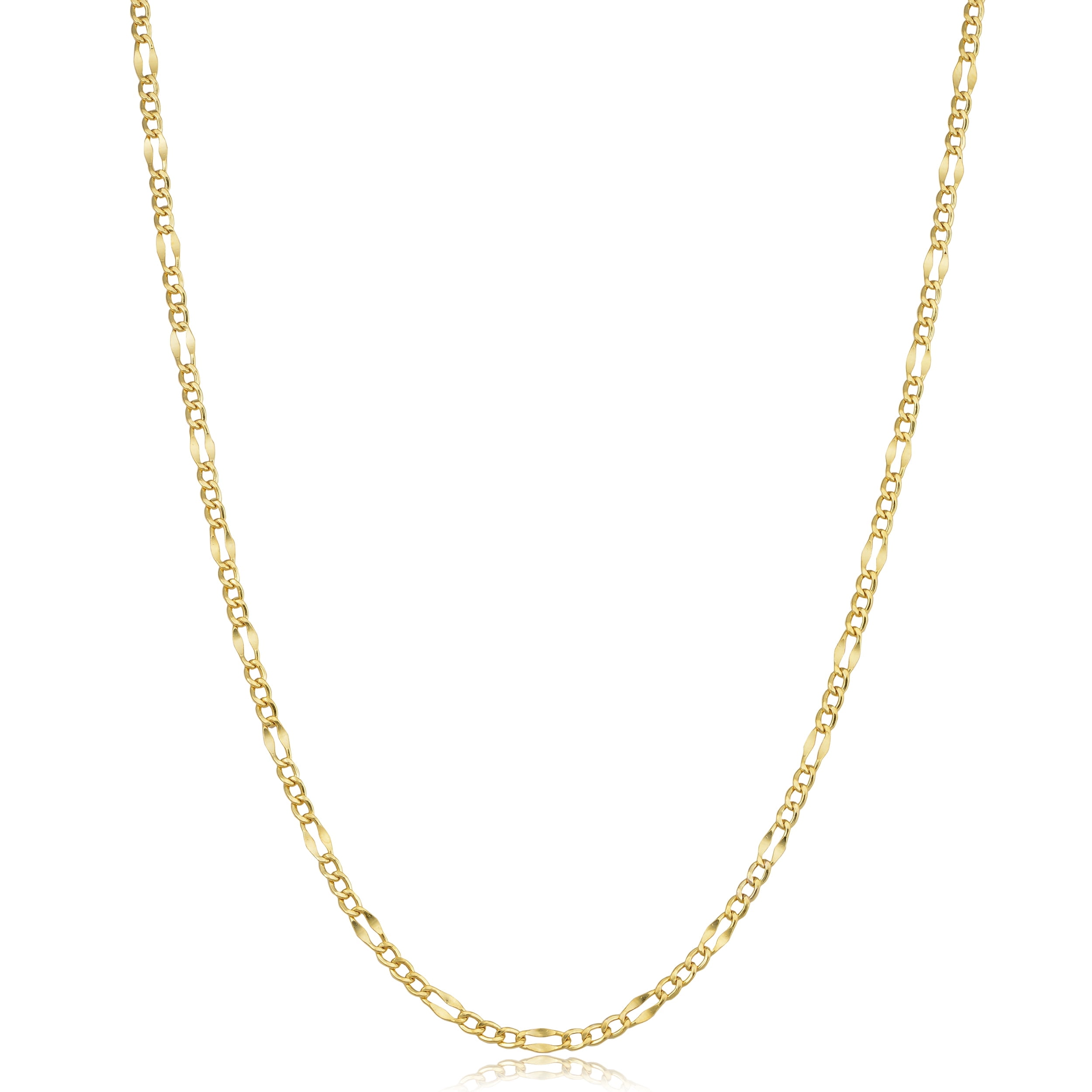 KoolJewelry 10k Solid Yellow Gold Figaro Link Chain Necklace (2.3 mm, 20 inch) | Unisex Necklace