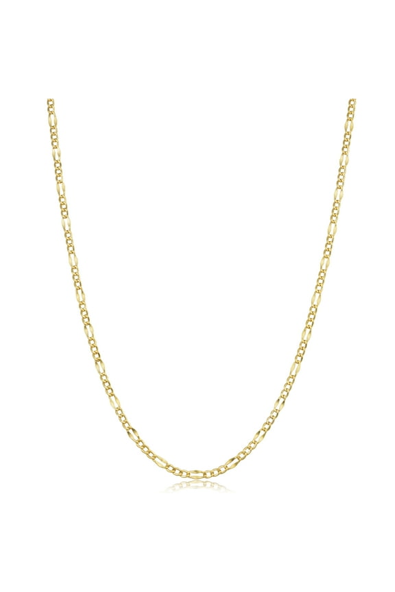 KoolJewelry 10k Solid Yellow Gold Figaro Link Chain Necklace (2.3 mm, 20 inch) | Unisex Necklace