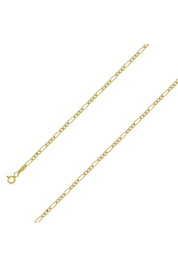 10k Solid Yellow Gold Hollow Figaro Chain Necklace for Men and Women 2.3 mm - Size 10 Inches
