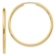 thumbnail image 1 of 10k Solid Yellow Gold Polished Round Endless 2mm Hoop Earrings 38x38mm Wide 2mm Thick Hoop Earring for Women, 1 of 2