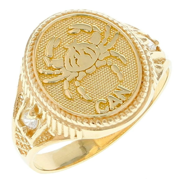 10k Solid Yellow Gold Zodiac CZ Ring - Cancer