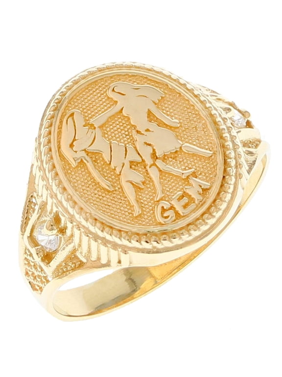 10k Solid Yellow Gold Zodiac CZ Ring - Gemini
