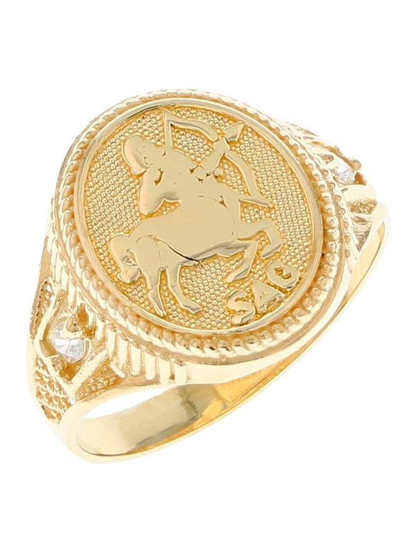10k Solid Yellow Gold Zodiac CZ Ring - Sagittarius