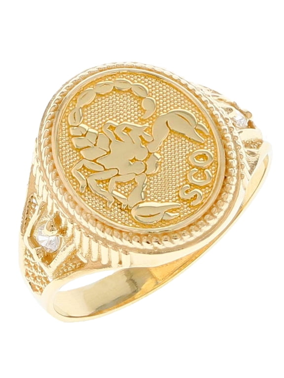 10k Solid Yellow Gold Zodiac CZ Ring - Scorpio