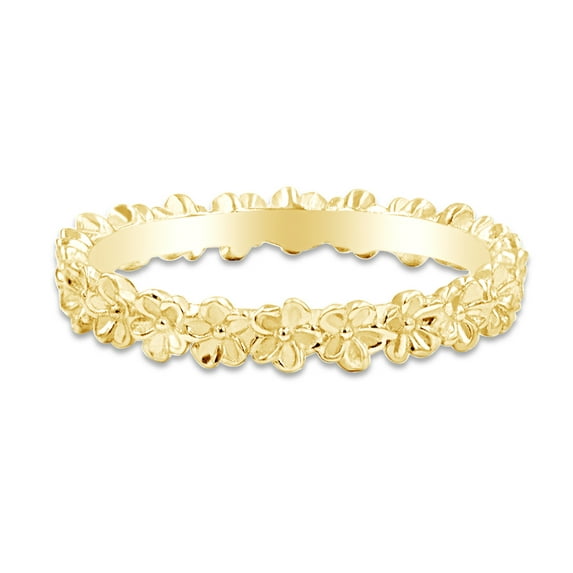 10k Solid Yellow GoldPlumeria Flower Design Wedding Band Promise Ring Jewelry For Her Women Ring Size-10