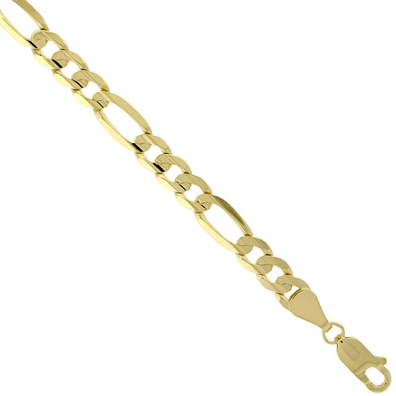 10k Solid Yellow Italian Gold Concave Figaro Chain Link Necklace 5.4mm Cadena de Oro 28"