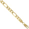 thumbnail image 1 of 10k Solid Yellow Italian Gold Concave Figaro Chain Link Necklace 6.9mm Cadena de Oro 22", 1 of 1