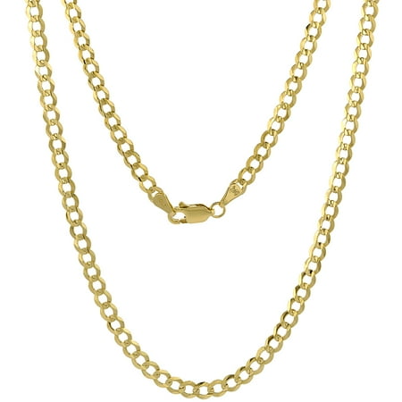 10k Solid Yellow Italian Gold Curb Link Chain Necklace Cadena de Oro 4mm 22"