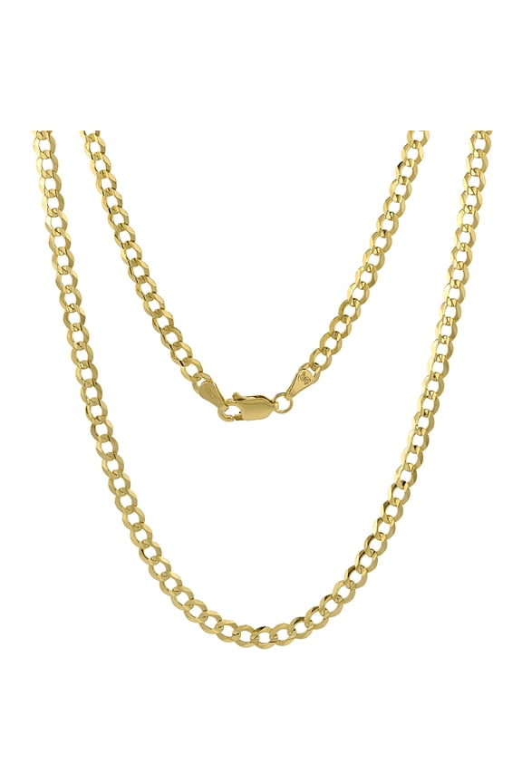 10k Solid Yellow Italian Gold Curb Link Chain Necklace Cadena de Oro 4mm 22"