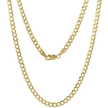 10k Solid Yellow Italian Gold Curb Link Chain Necklace Cadena de Oro 4mm 18"