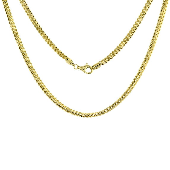 10k Solid Yellow Italian Gold Franco Link Chain Necklace Cadena de Oro 3mm 22"