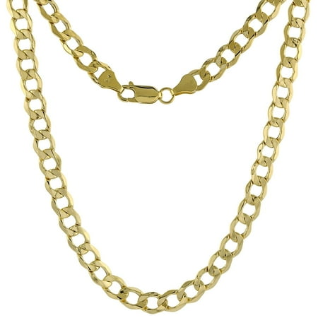 10k Solid Yellow Italian Gold Hollow Curb Link Chain Necklace 3.5mm Cadena de Oro 22"