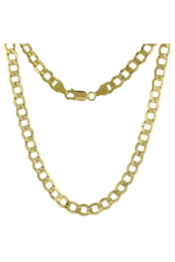 10k Solid Yellow Italian Gold Hollow Curb Link Chain Necklace 3.5mm Cadena de Oro 22"