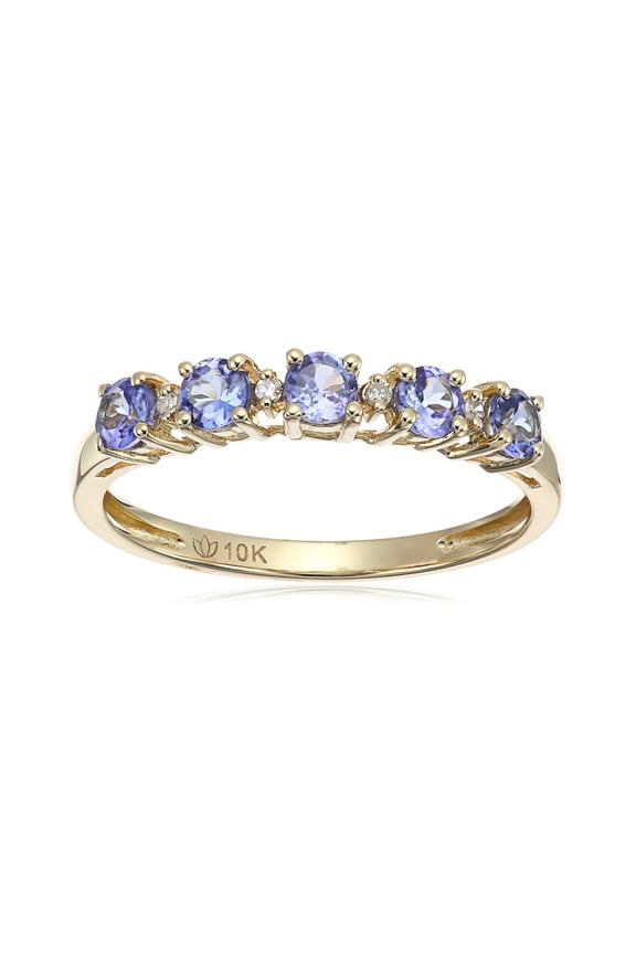 10k Tanzanite and Diamond-Accented Stackable Ring, Size 7