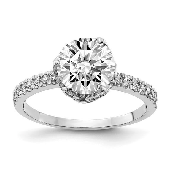 10k Tiara Collection White Gold Polished Cubic Zirconia Ring - Size 7.00