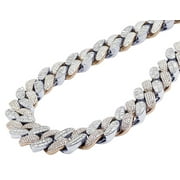 JEWELRY UNLIMITED 10k Tow Tone Baguette Round 92.65 CT Diamond Cuban Necklace