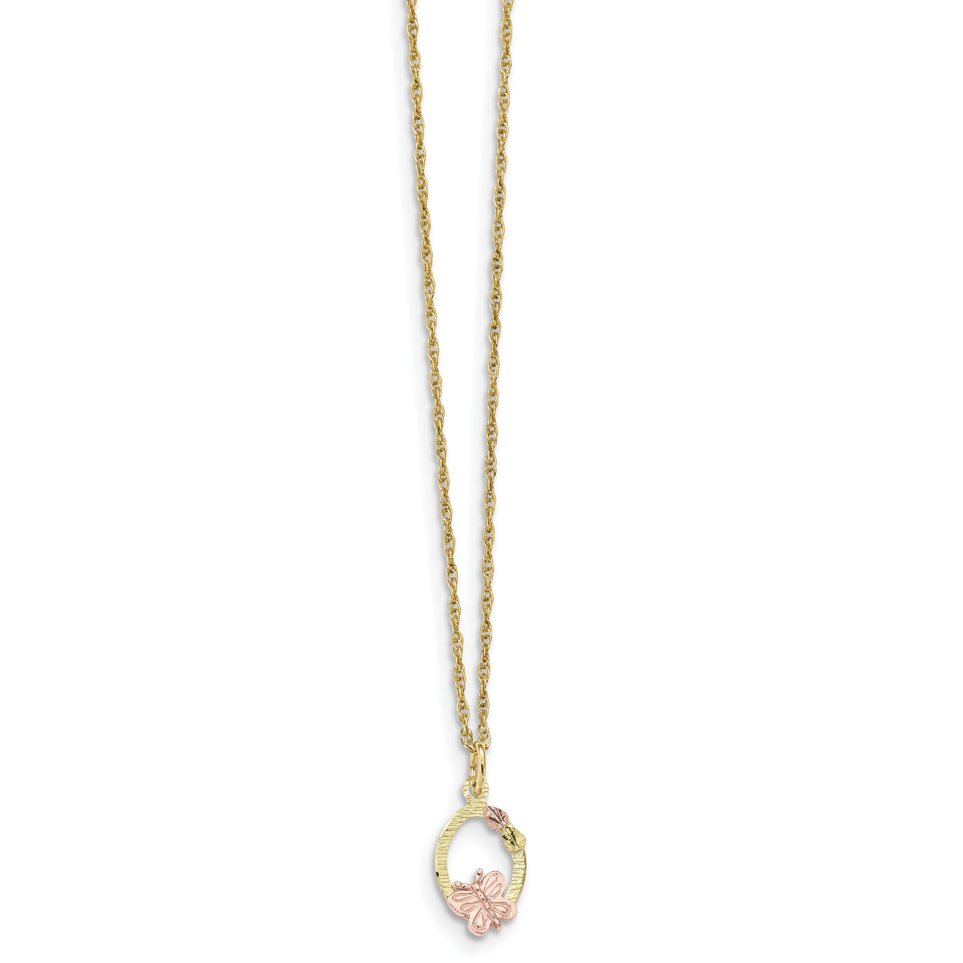 10k Tri-Color Black Hills Gold Butterfly Necklace