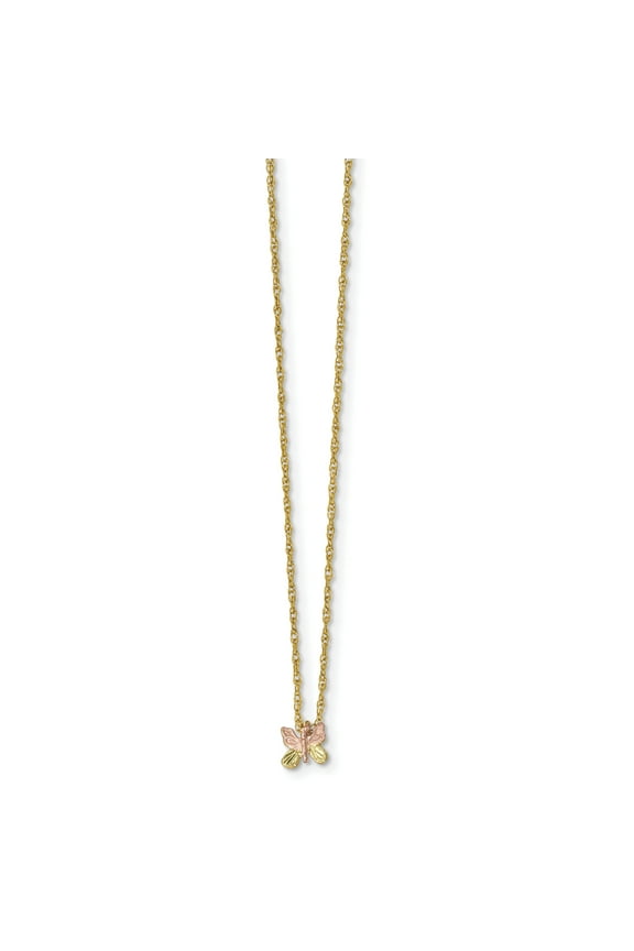 10k Tri-Color Black Hills Gold Butterfly Necklace