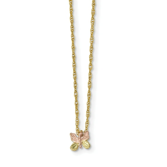 10k Tri-Color Black Hills Gold Butterfly Necklace