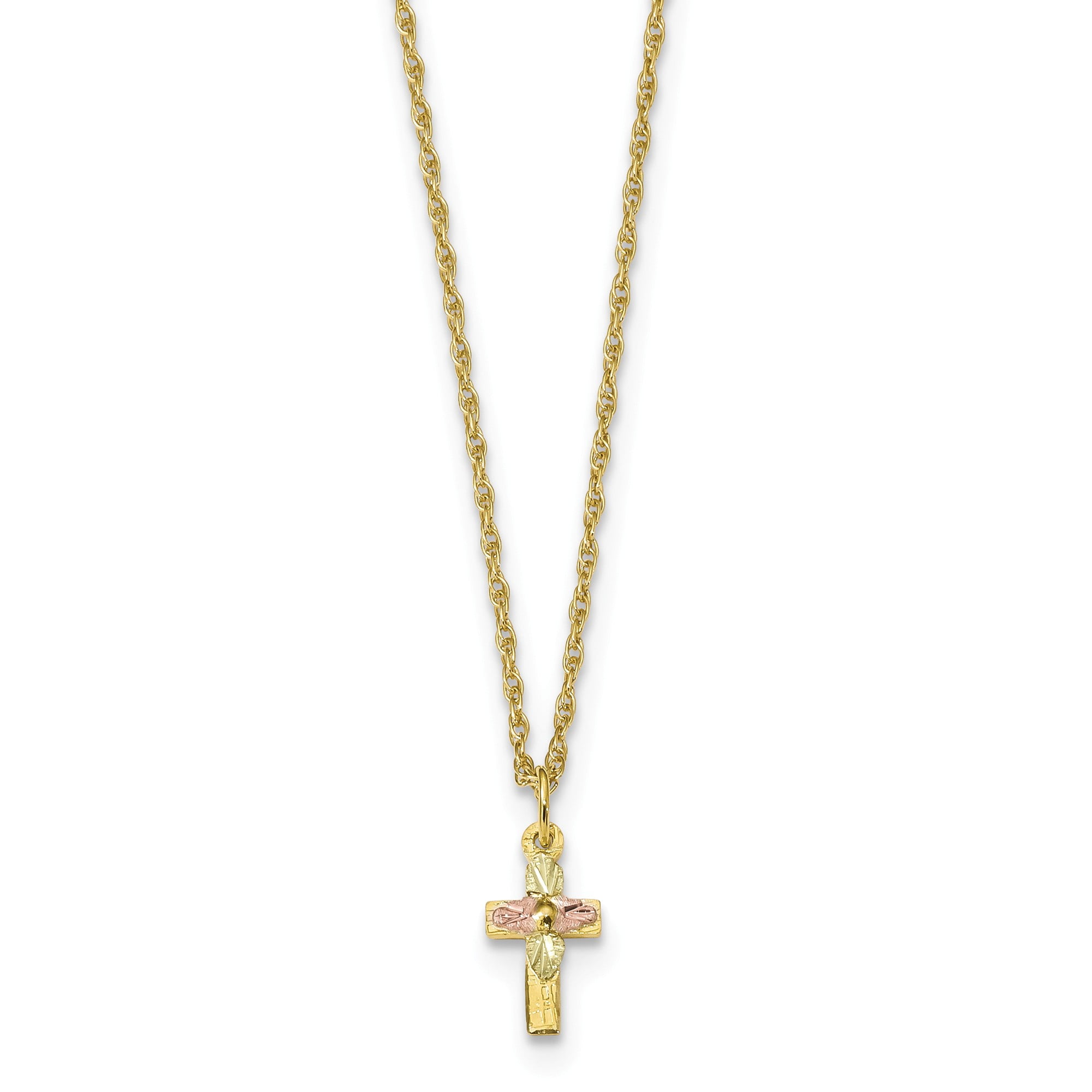 BONYAK JEWELRY 10k Tri-Color Black Hills Gold Cross Necklace