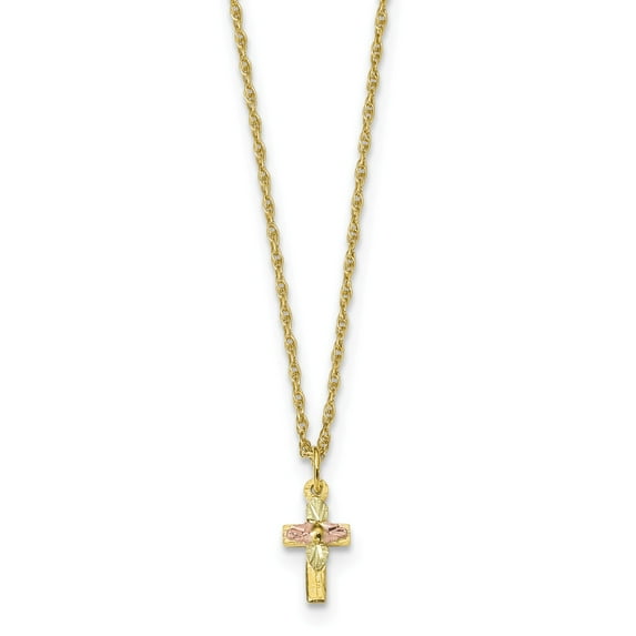 10k Tri-Color Black Hills Gold Cross Necklace